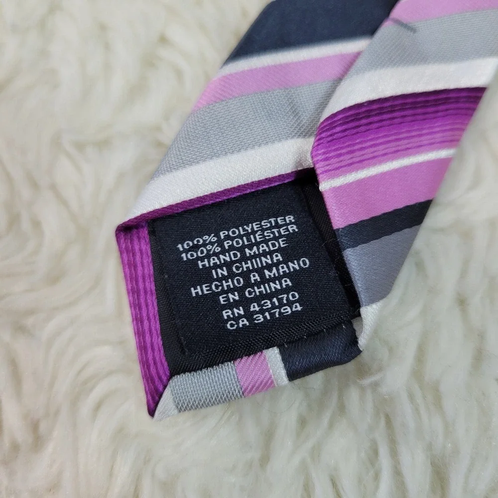 Stafford Striped Necktie Men's Pink Gray White Print Wedding‎ Suit Polyester Tie